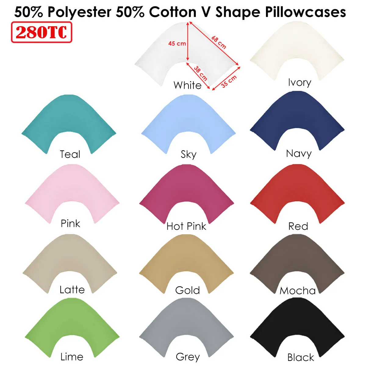 280TC Polyester Cotton V Shape Pillowcase | Ivory