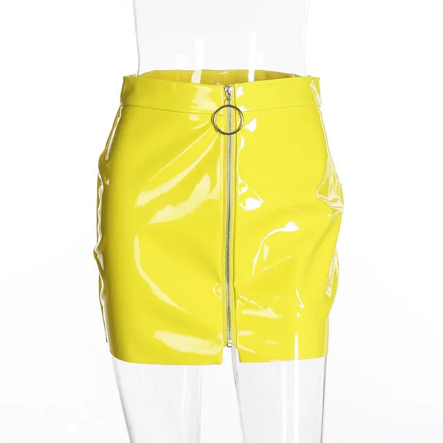 allure zip-up mini skirt