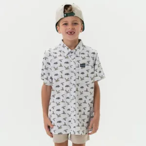 Burlebo Youth Performance Button Up | Flying Mallard Ducks