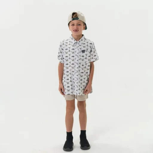 Burlebo Youth Performance Button Up | Flying Mallard Ducks