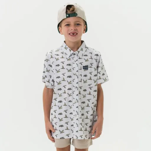 Burlebo Youth Performance Button Up | Flying Mallard Ducks