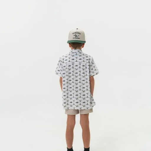 Burlebo Youth Performance Button Up | Flying Mallard Ducks