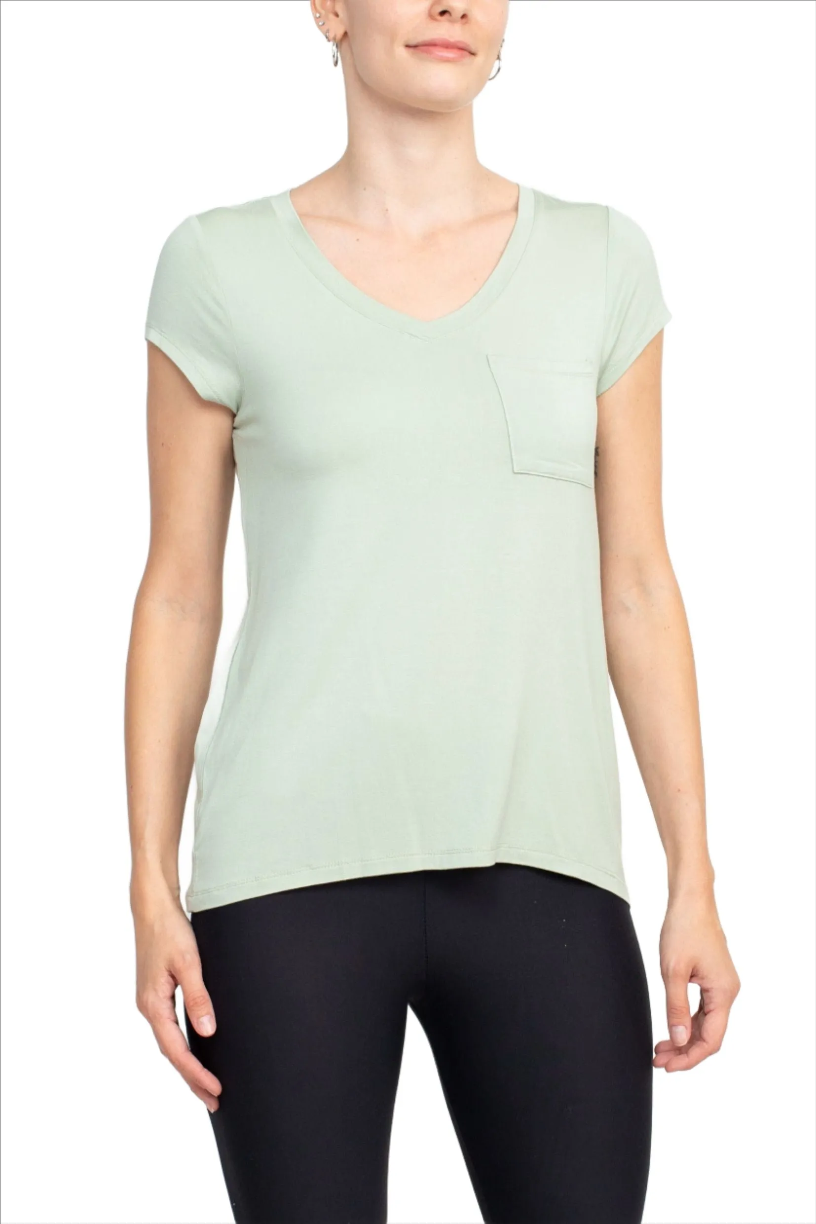 Cable & Guage Scoop Neck Short Sleeve Pocket Solid ITY T-Shirt by Curated Brands