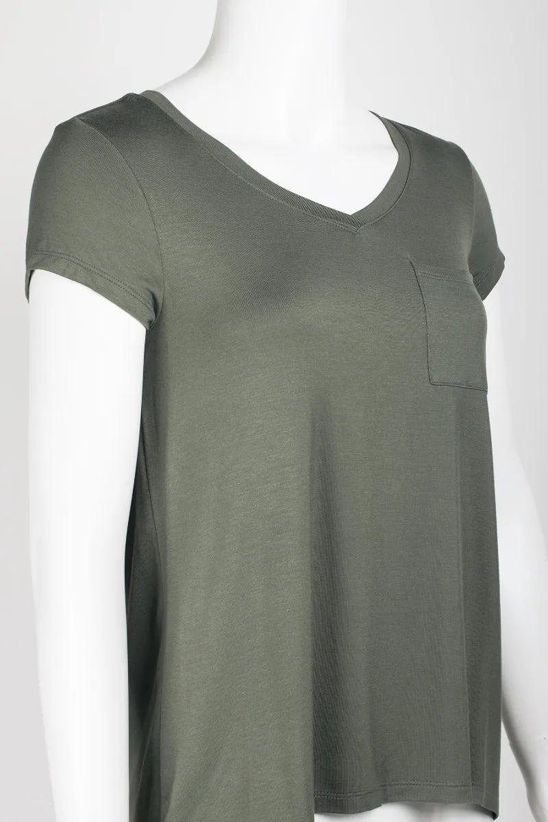Cable & Guage Scoop Neck Short Sleeve Pocket Solid ITY T-Shirt by Curated Brands