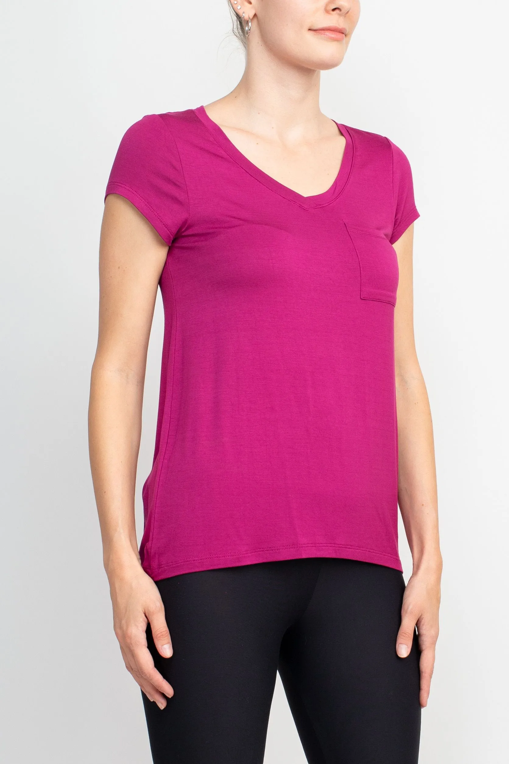 Cable & Guage Scoop Neck Short Sleeve Pocket Solid ITY T-Shirt by Curated Brands
