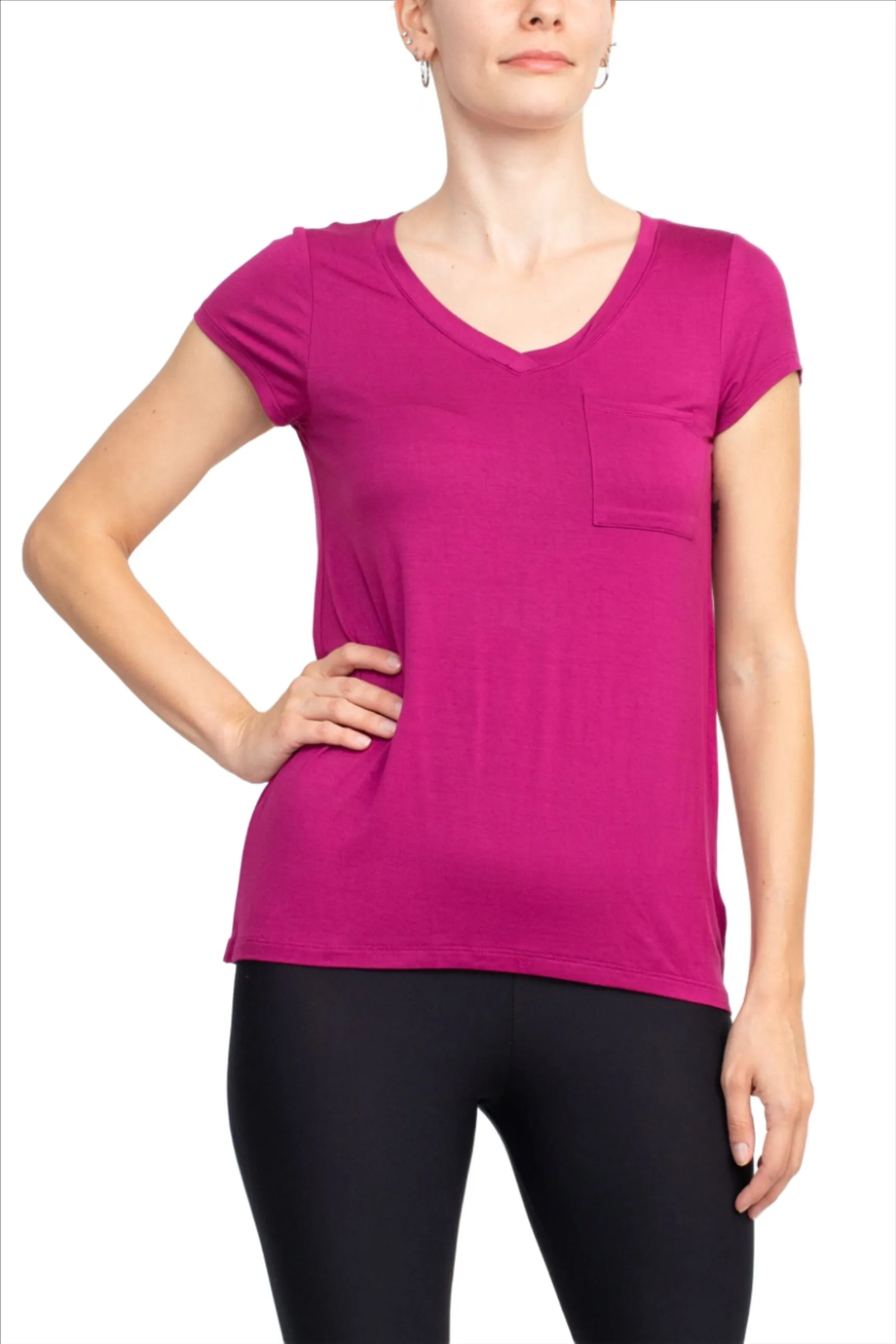 Cable & Guage Scoop Neck Short Sleeve Pocket Solid ITY T-Shirt by Curated Brands