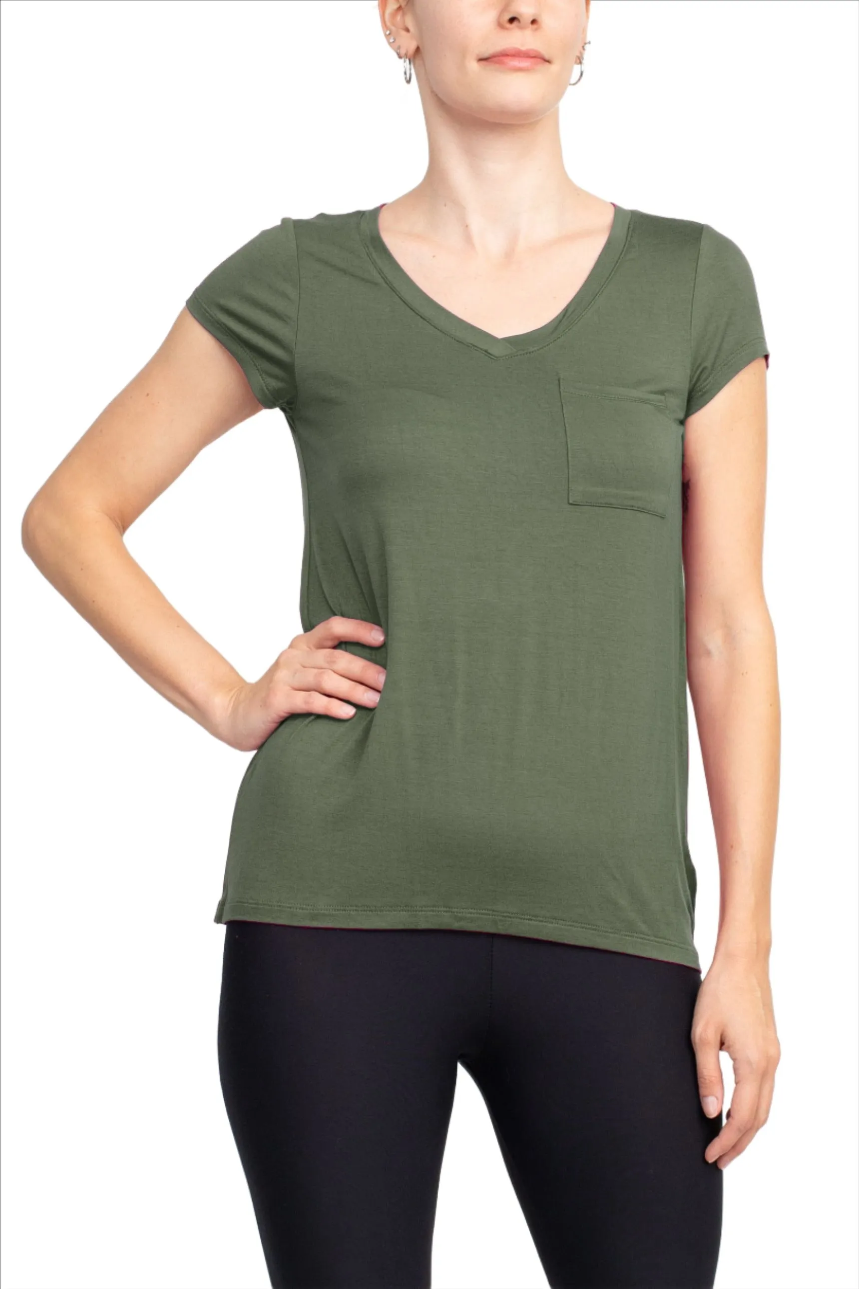 Cable & Guage Scoop Neck Short Sleeve Pocket Solid ITY T-Shirt by Curated Brands