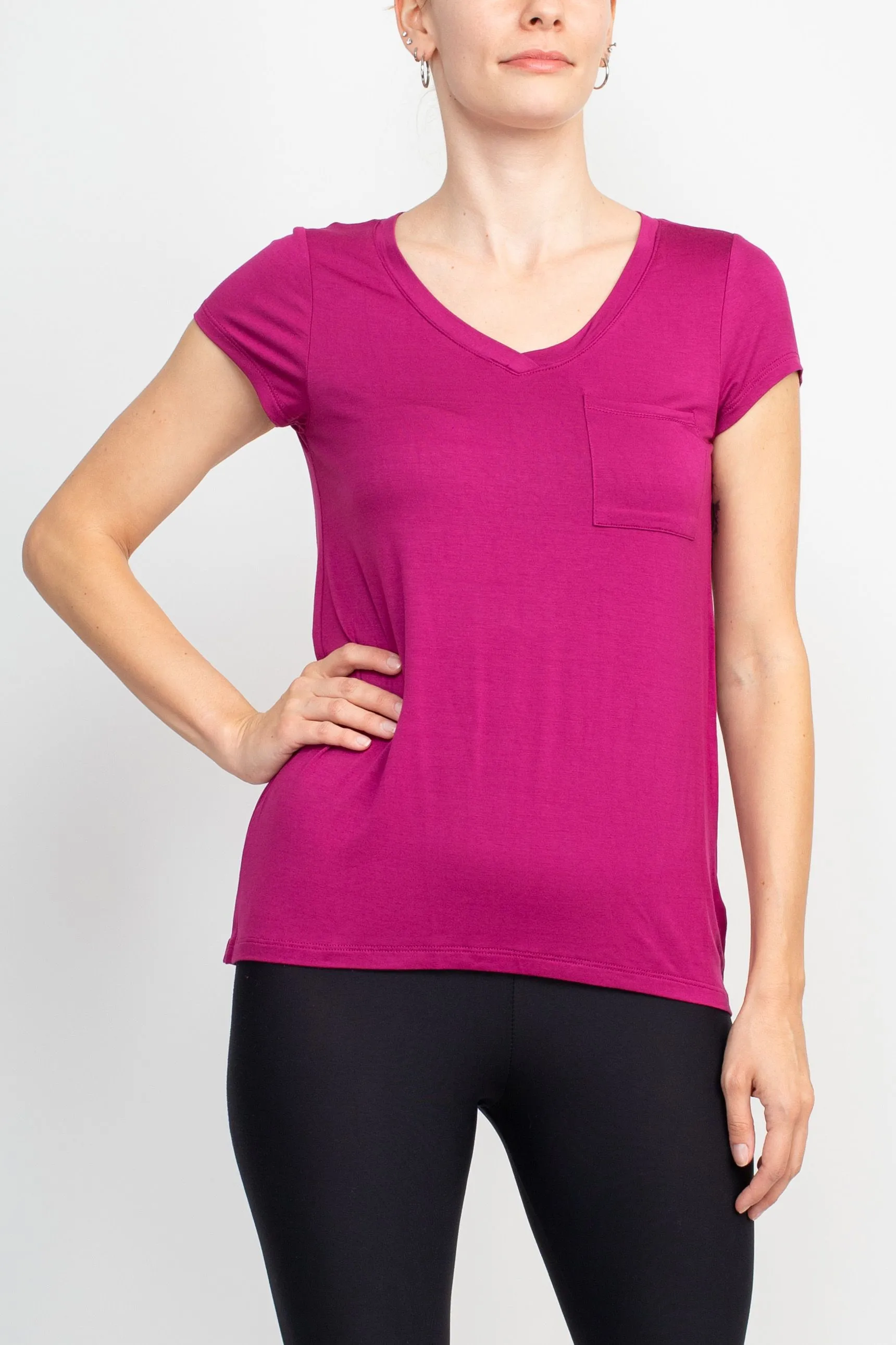 Cable & Guage Scoop Neck Short Sleeve Pocket Solid ITY T-Shirt by Curated Brands