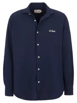 Camicia in Seersucker Blu Pamplona