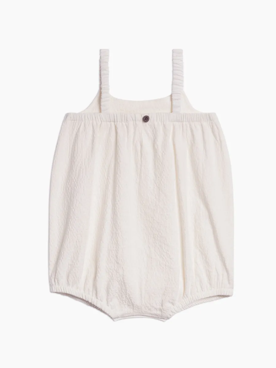 Caspia Seersucker Bubble Romper - Coconut