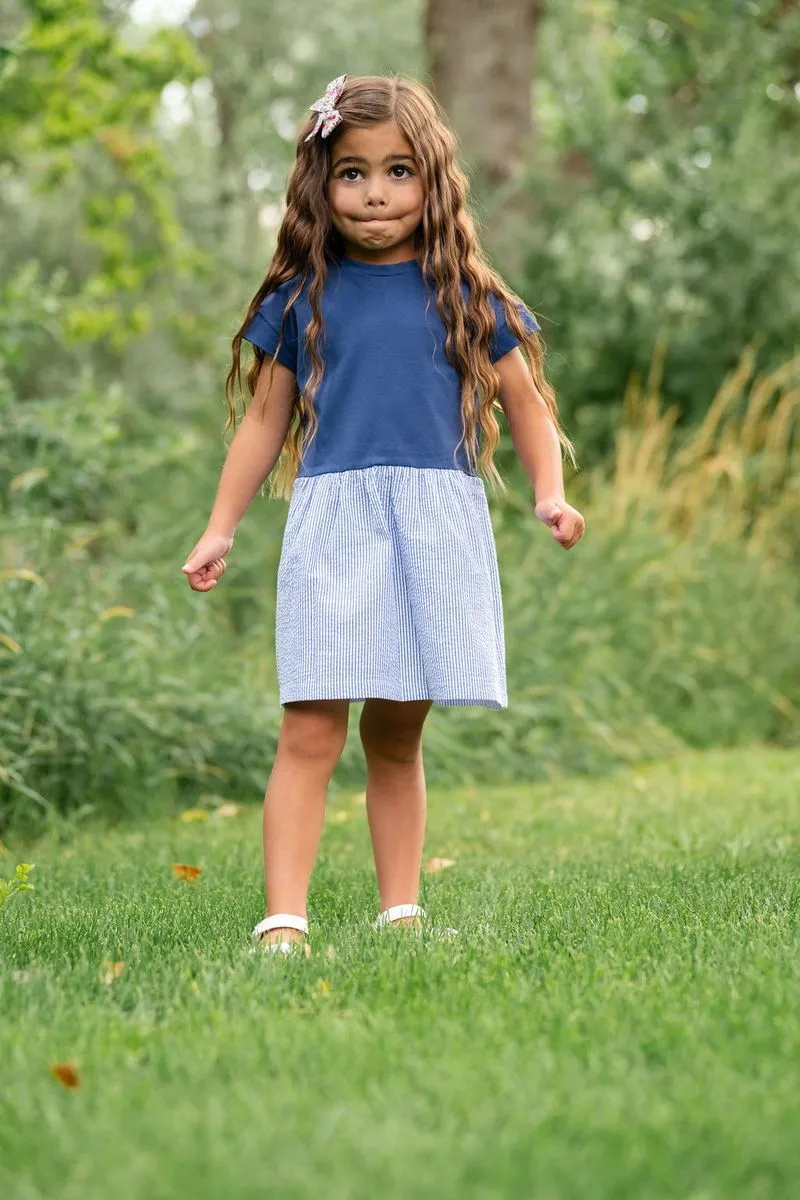 Casual Dress, Azure Seersucker