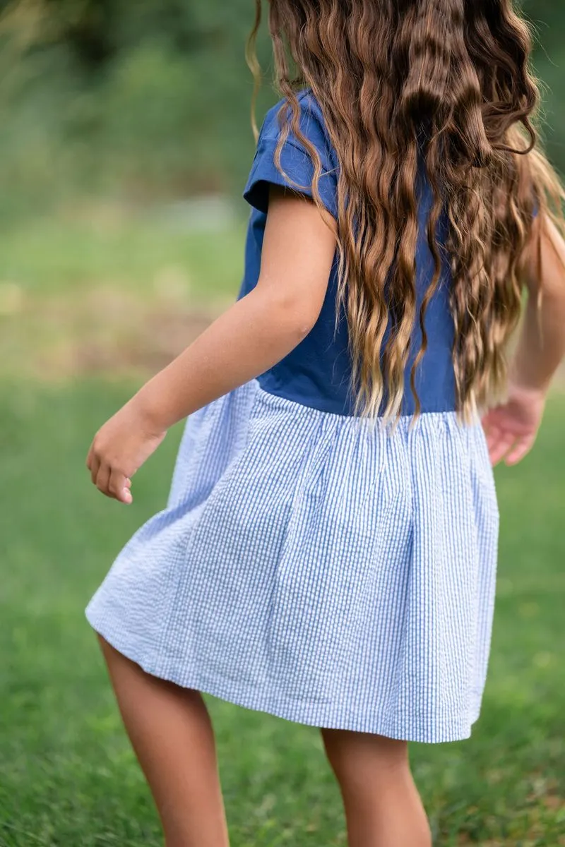 Casual Dress, Azure Seersucker
