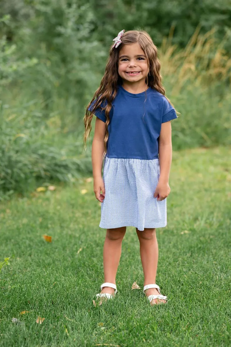 Casual Dress, Azure Seersucker