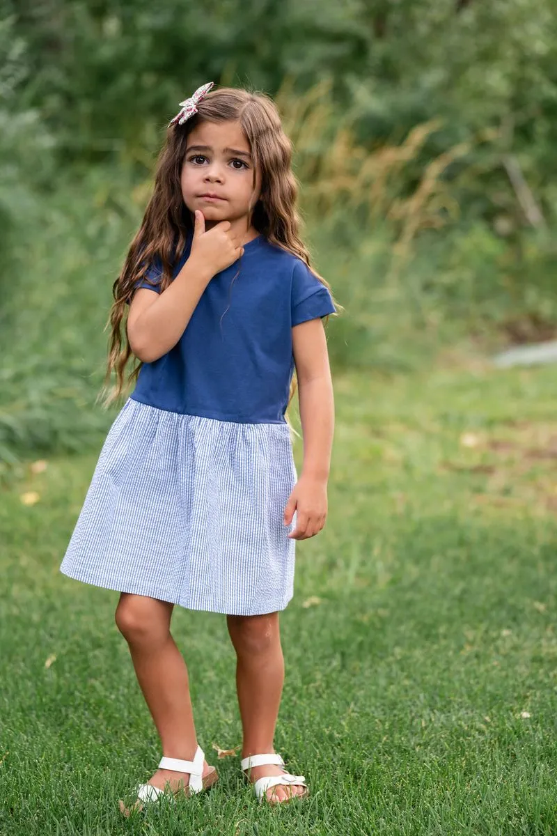 Casual Dress, Azure Seersucker
