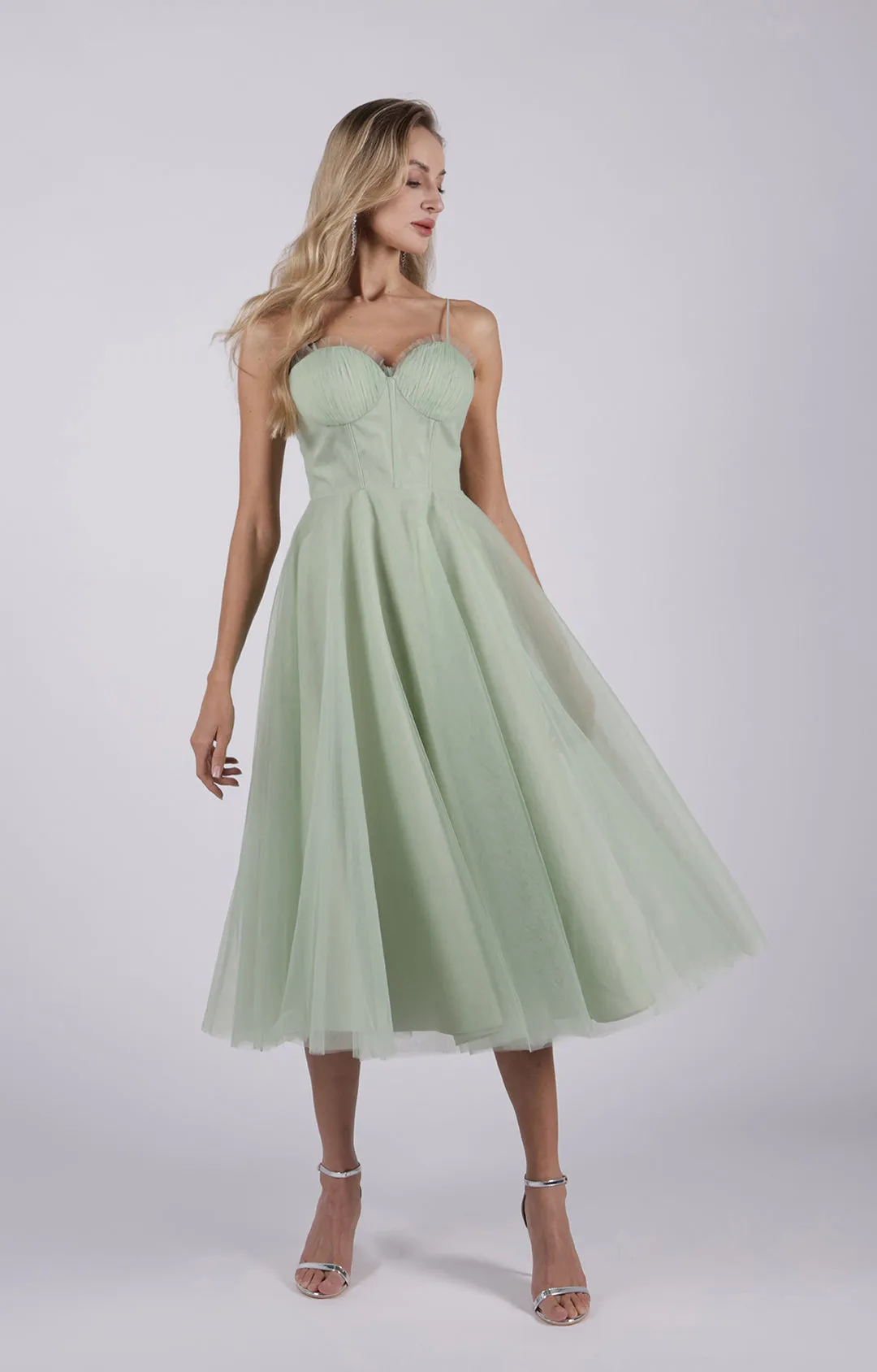 Fresh Elegant Sweetheart Neck Adjustable Straps A-Line Mesh Pleated Dresses