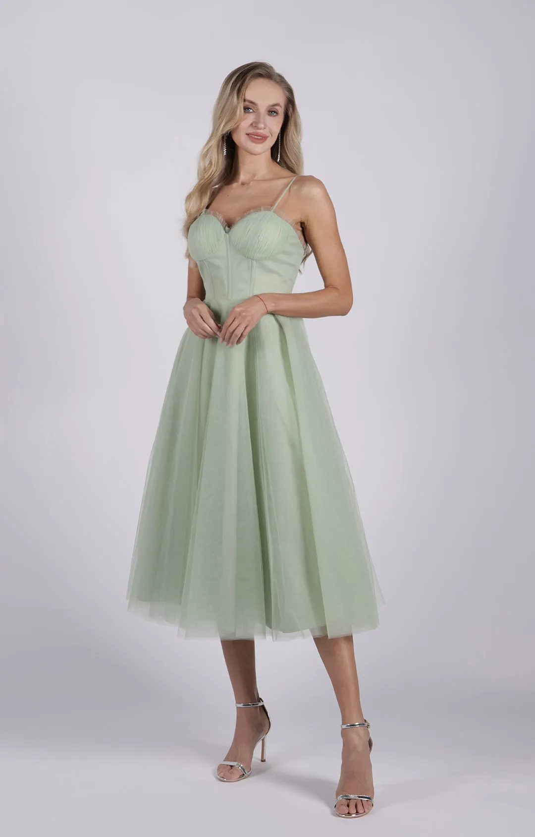 Fresh Elegant Sweetheart Neck Adjustable Straps A-Line Mesh Pleated Dresses