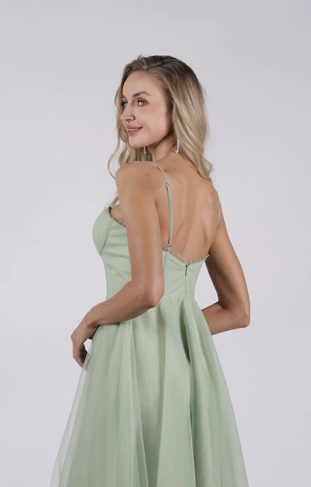 Fresh Elegant Sweetheart Neck Adjustable Straps A-Line Mesh Pleated Dresses