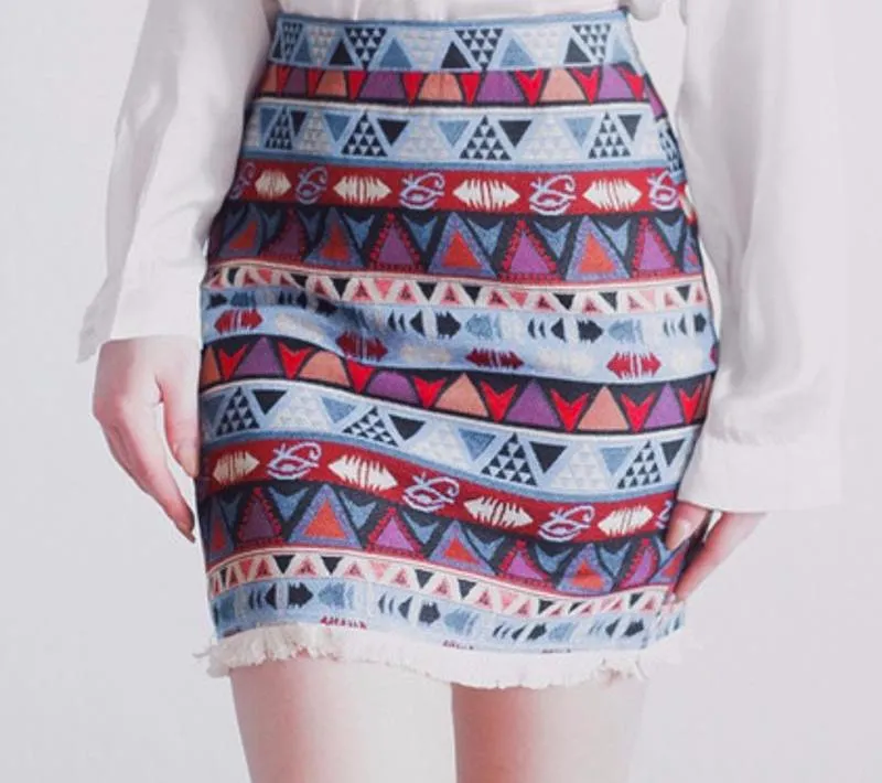 high waisted boho skirt