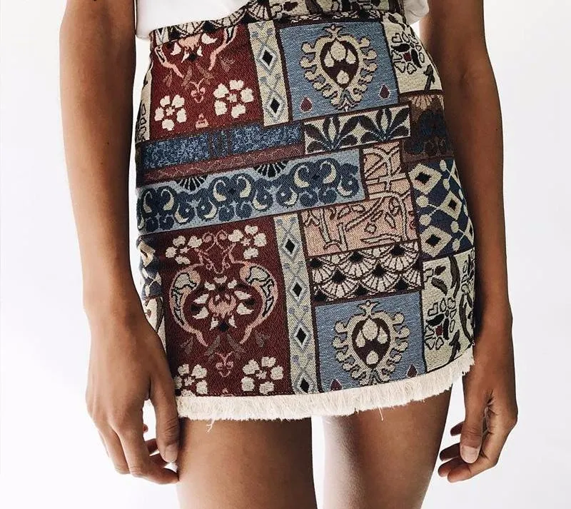 high waisted boho skirt