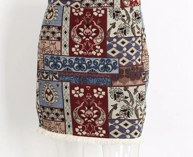 high waisted boho skirt