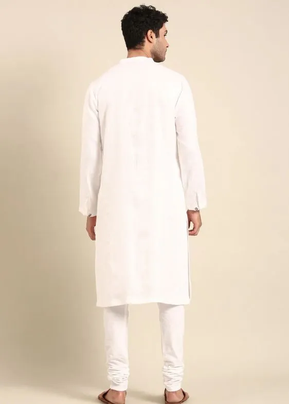 Ivory Linen Embroidery Kurta set