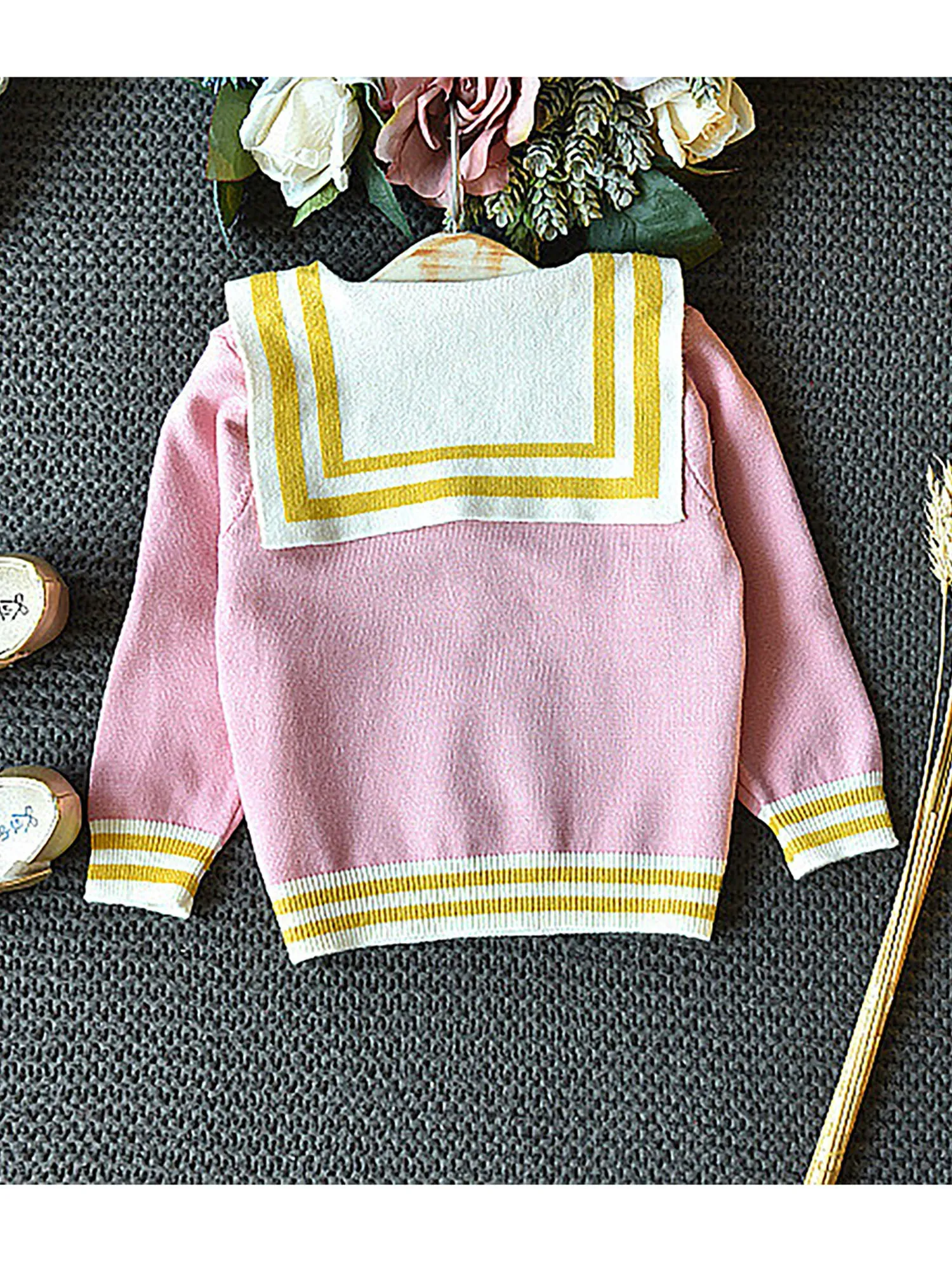 Little Surprise Box Pink & Occur Pleated Bow 2 pcs top & Skirt Winterwear set for Girls