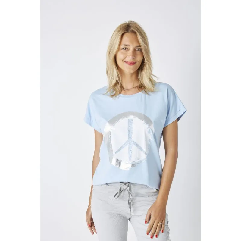 Peace Sign T-Shirt with Rhinestones