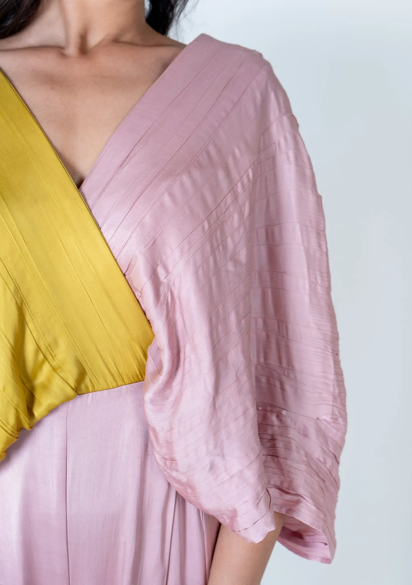 Pink Yellow Color Blocked Jumpsuit