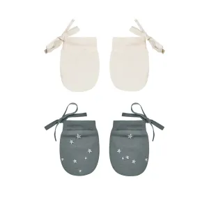 Quincy Mae No Scratch Mittens Set - Stars - Ivory