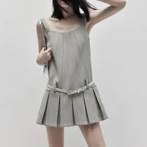 TAVIMART  -  Suspender Skirt, Waist Slimming Niche College Style Age-Reducing Fashion Versatile Dress Women Summer New Pleated Skirt