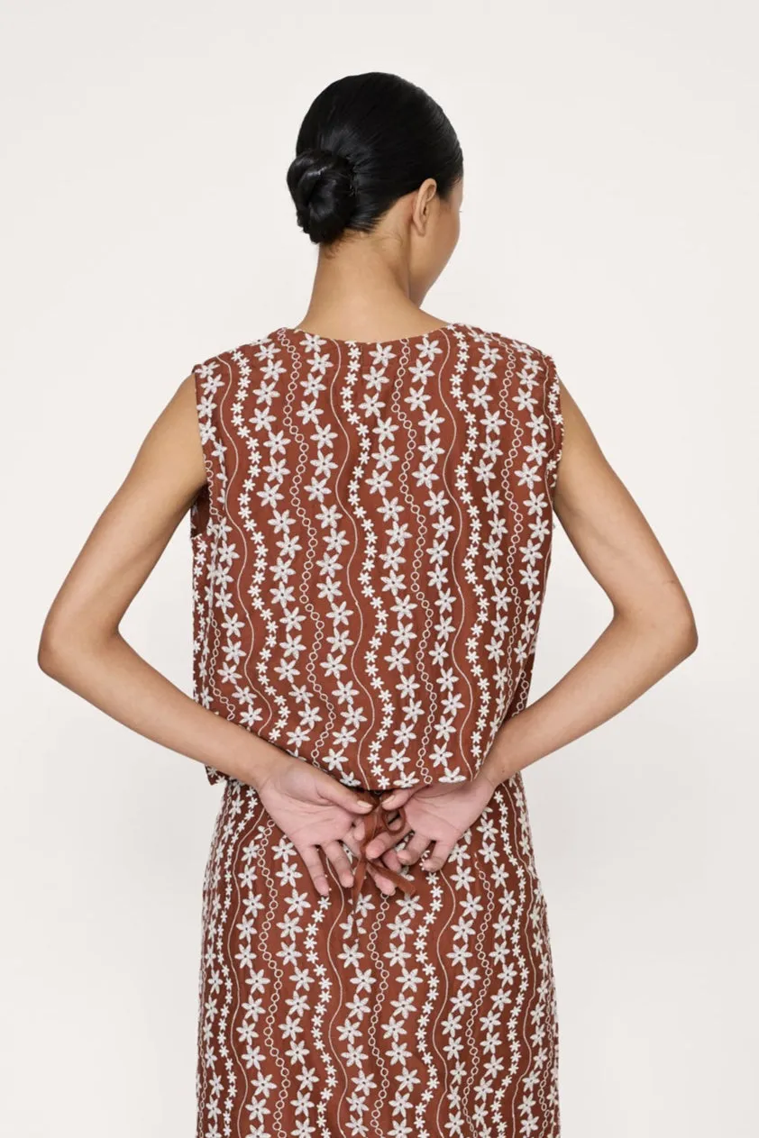 Tie Front Vest - Clay Floral
