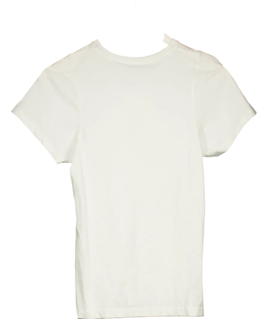 Totême White Embroidered Logo Curve Cotton Seam Tee UK XXS