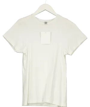 Totême White Embroidered Logo Curve Cotton Seam Tee UK XXS