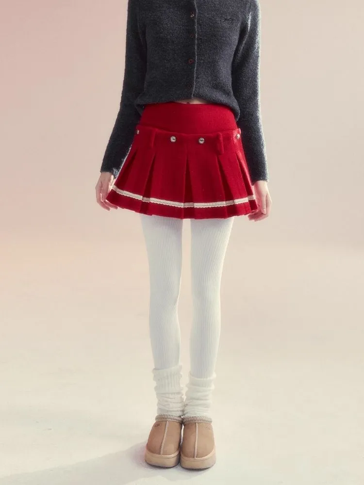 Versatile two-wear design Tweed pleated skirt shorts【s0000005510】