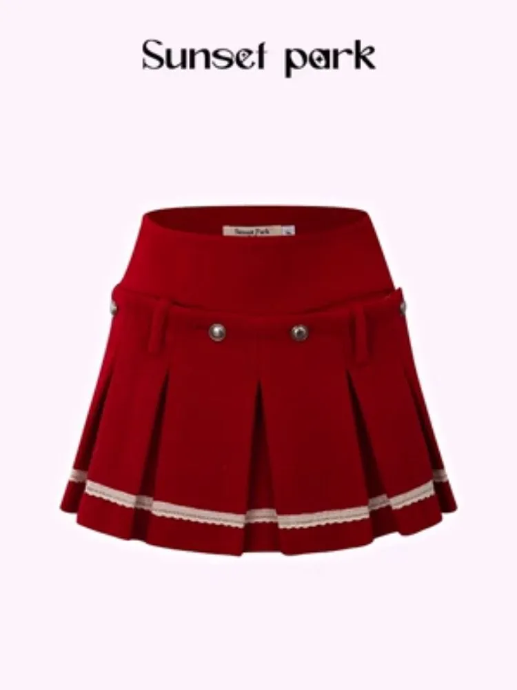 Versatile two-wear design Tweed pleated skirt shorts【s0000005510】