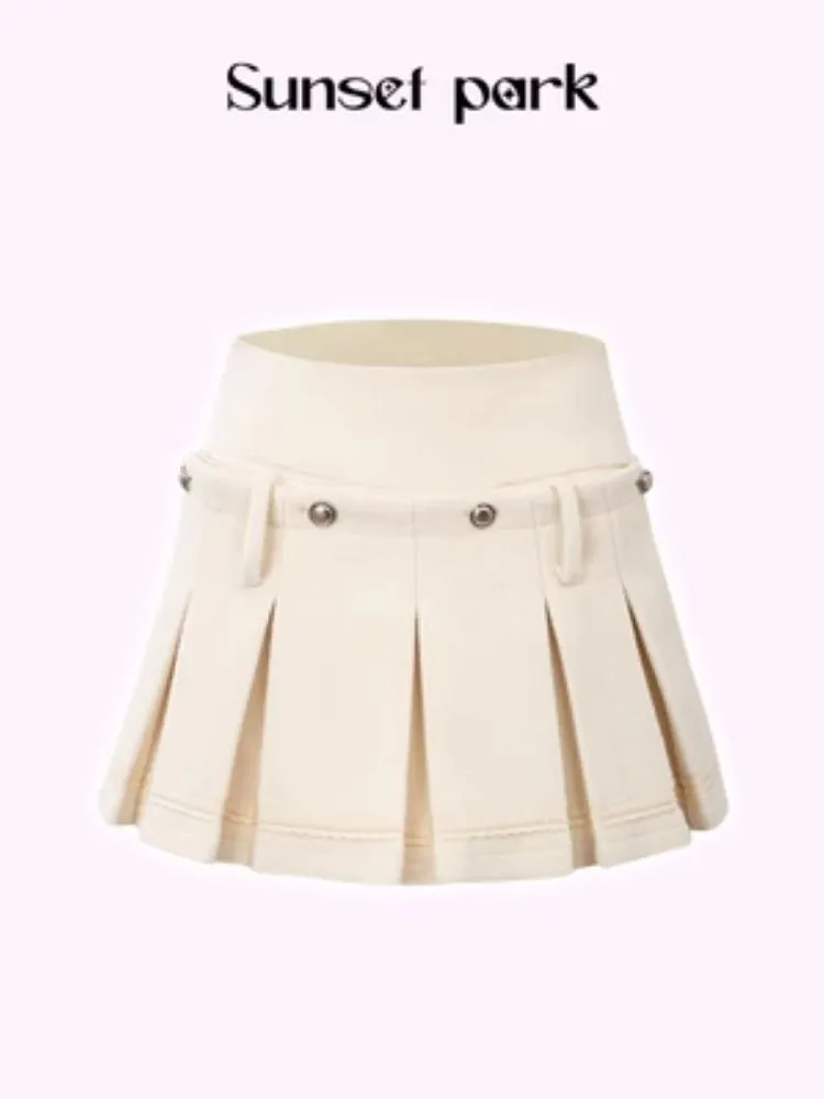 Versatile two-wear design Tweed pleated skirt shorts【s0000005510】