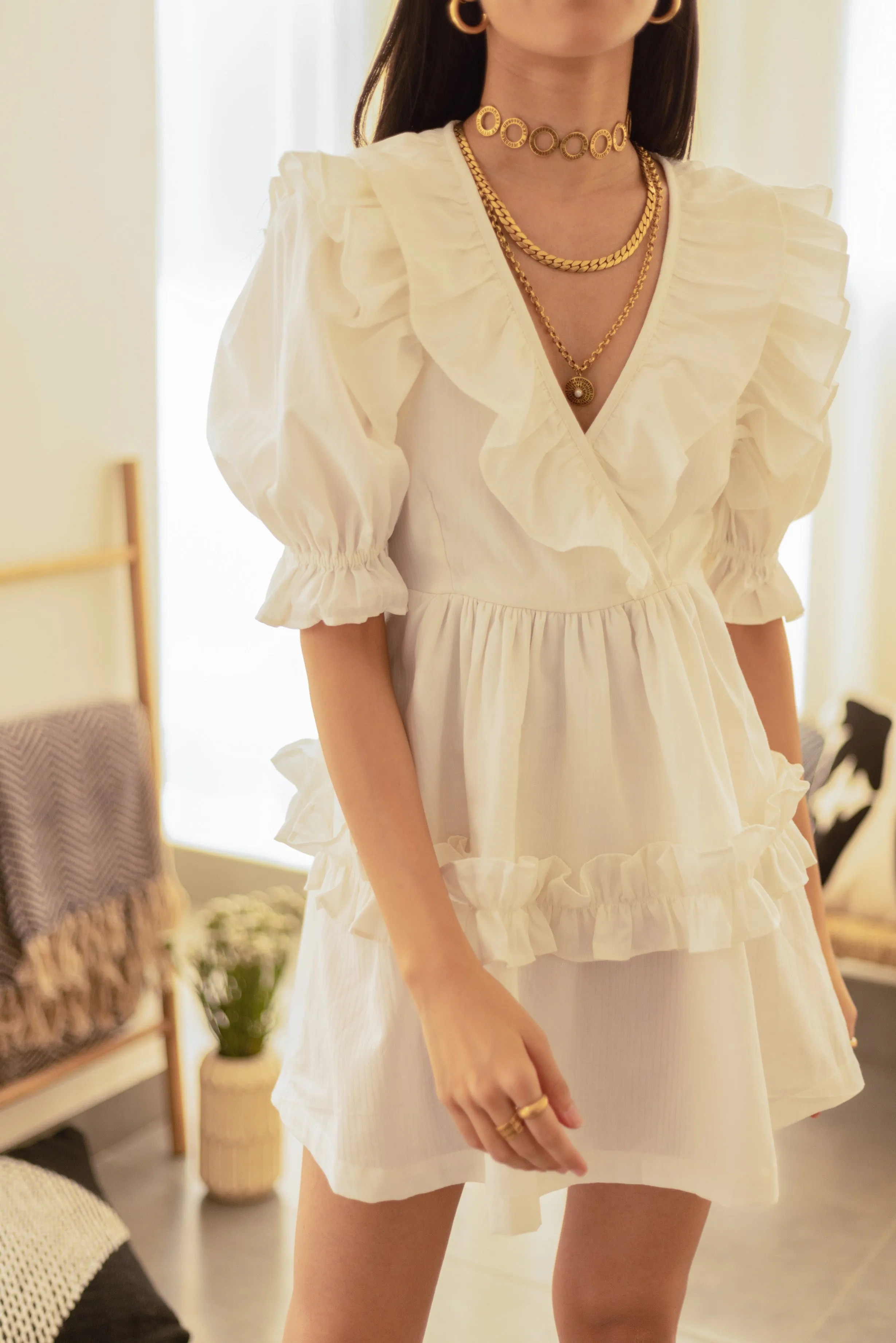 White Short Babydoll Dress