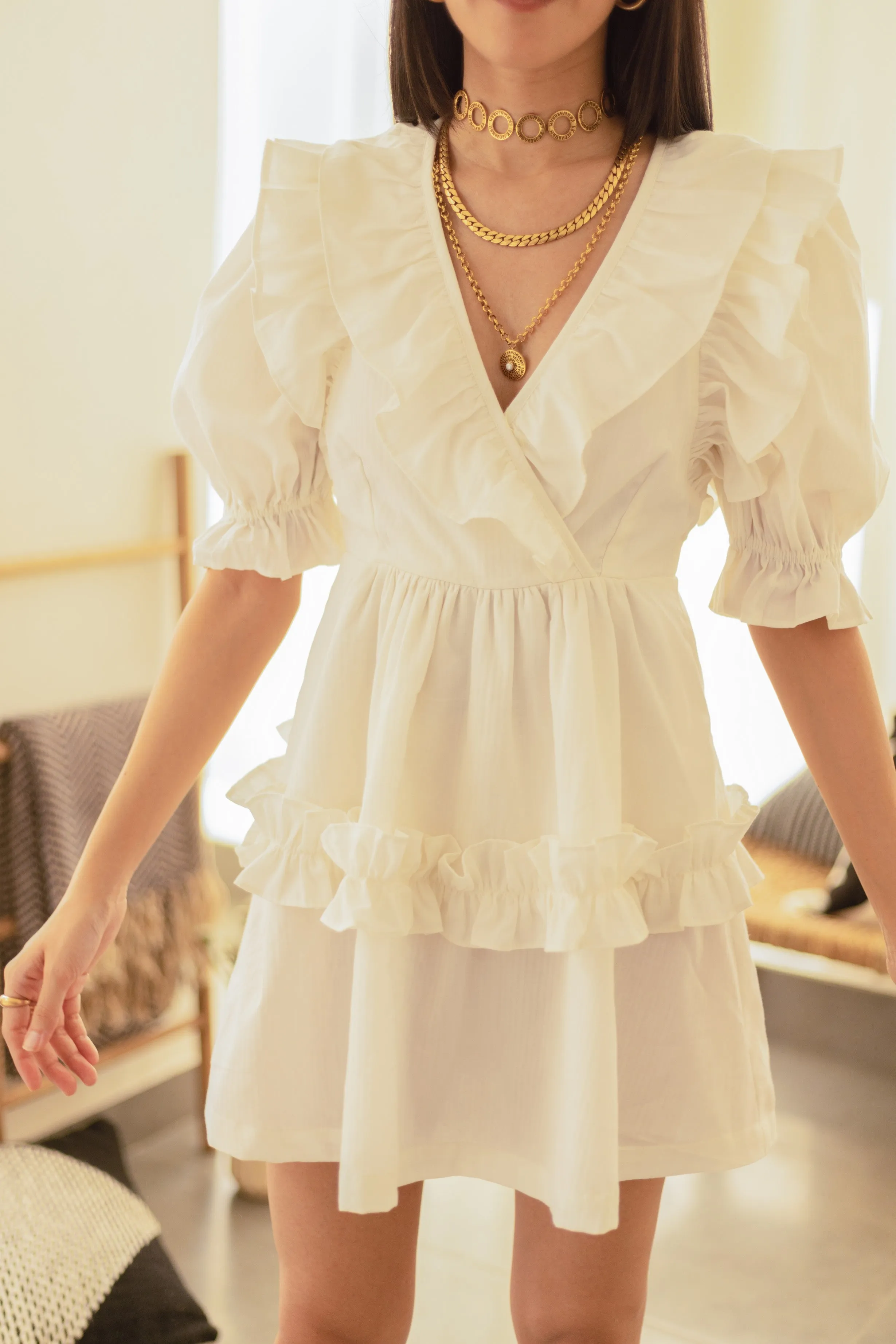 White Short Babydoll Dress